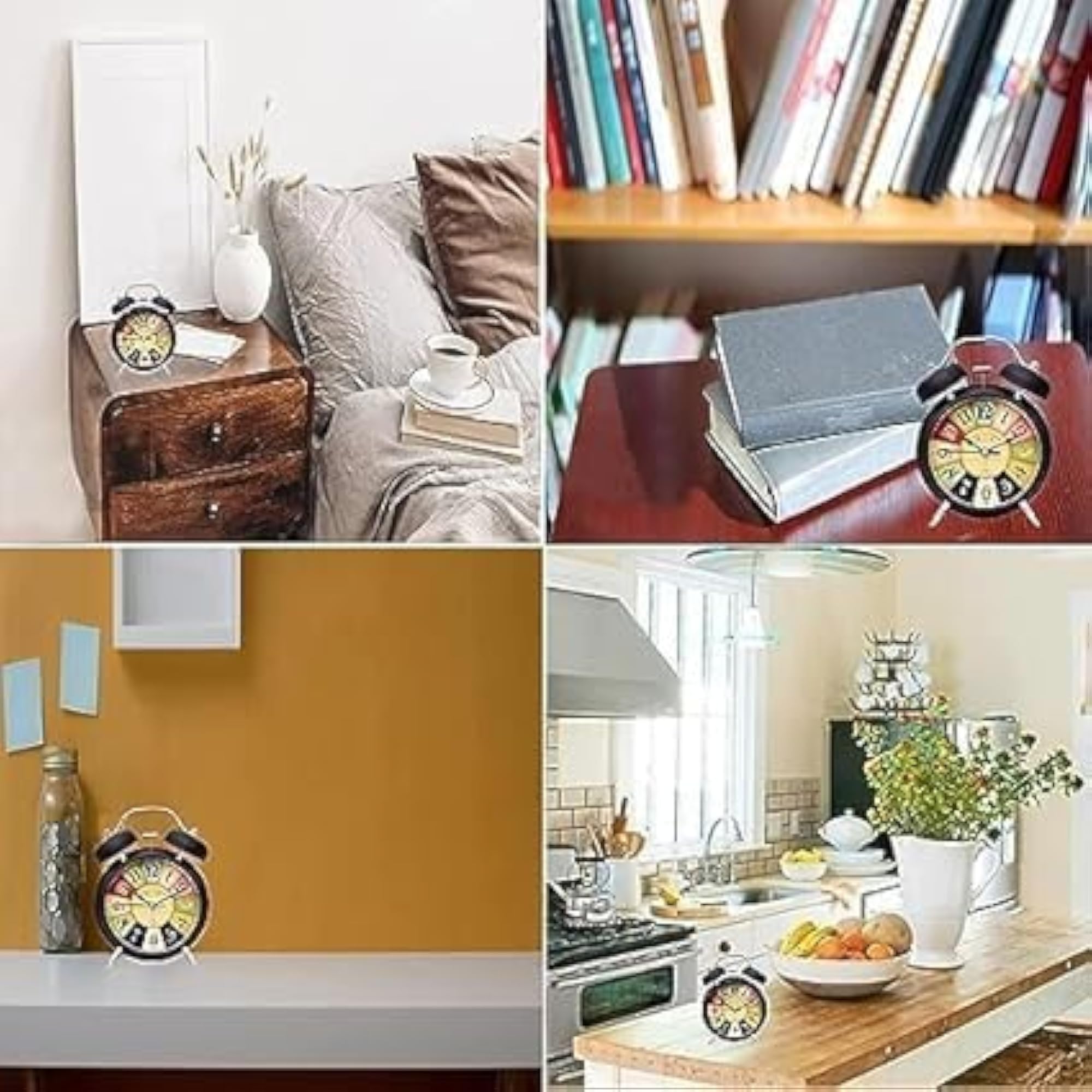 Classic Twin Bell Analog Alarm Clock, Retro Metal Table Clock