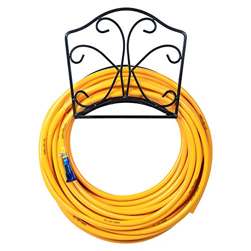 Image of Sharpex Hose Hanger & 10m 0.5 Inch Yellow PVC Hose Pipe for Garden, Car, Indoor /Outdoor Use - Wall Mount, Heavy-Duty Steel, Rust-Resistant