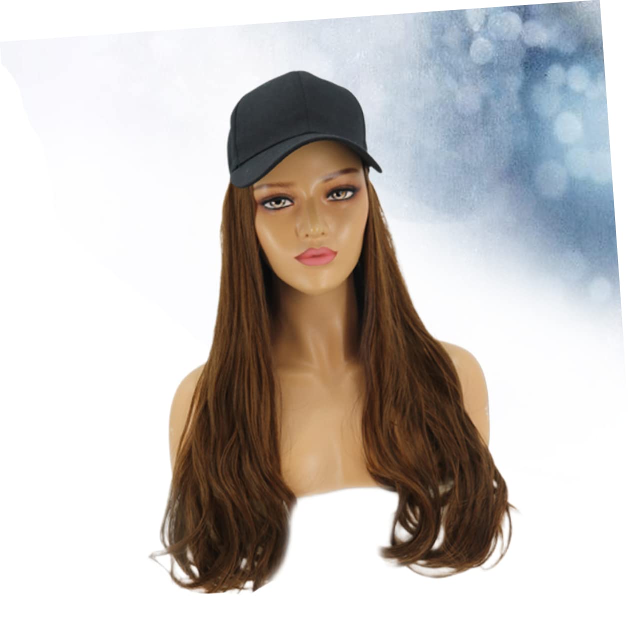 Didiseaon Wig Cap Natural Human Hair Look Easy Wash Long Curly Wig Hat Fashionable for Occasions