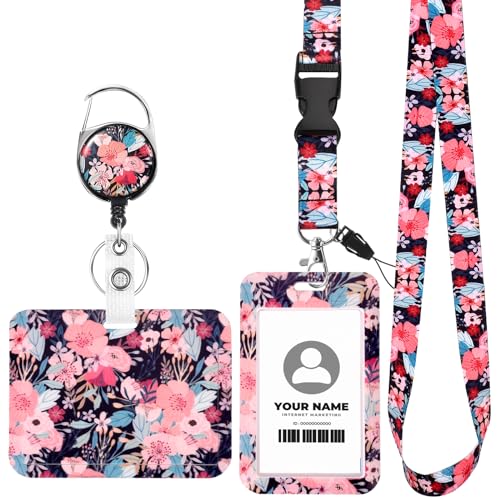 2 Pièces Porte Badge Tour de Cou avec 2 Porte-cartes, Porte Badge Enrouleur Cordon Tour de Cou avec Fermoir Mousqueton Pivotant pour Carte Bancaire, Carte de...