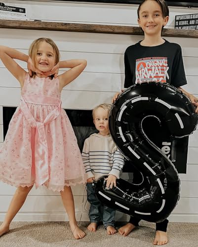 Image of Race Car 9 Balloon, Number Balloons 40 Inch, 9th Black Giant Birthday Decorations, 19th 29th Party Decorations Supplies, Number 9 Balloon