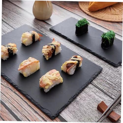 Plato de sushi de piedra natural SUPVOX 30x10cm Negro miniatura 5