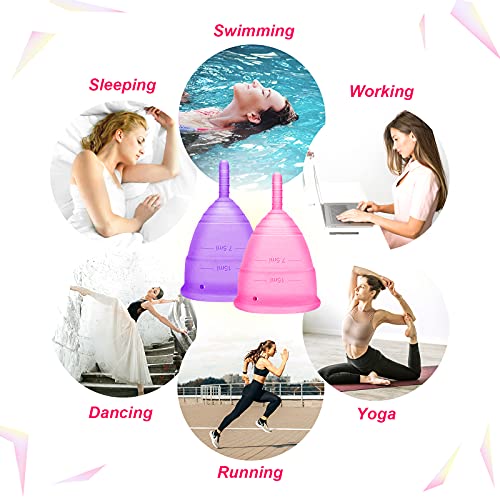 Leasen Period Cup, Set Of 4 Menstral Cups, First Period Cup Kit For Girls & Women With Menstrual Cup Wash, Premium Design With Soft, Flexible, Medical-Grade Silicone #TOP5