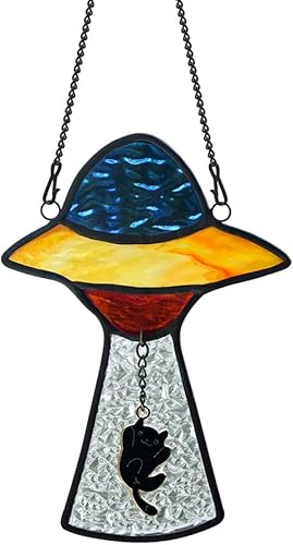 BOXCASA Decoraciones de alienígenas para colgar en la ventana, vitrales para decoración de fiestas temáticas de extraterrestres, decoración de