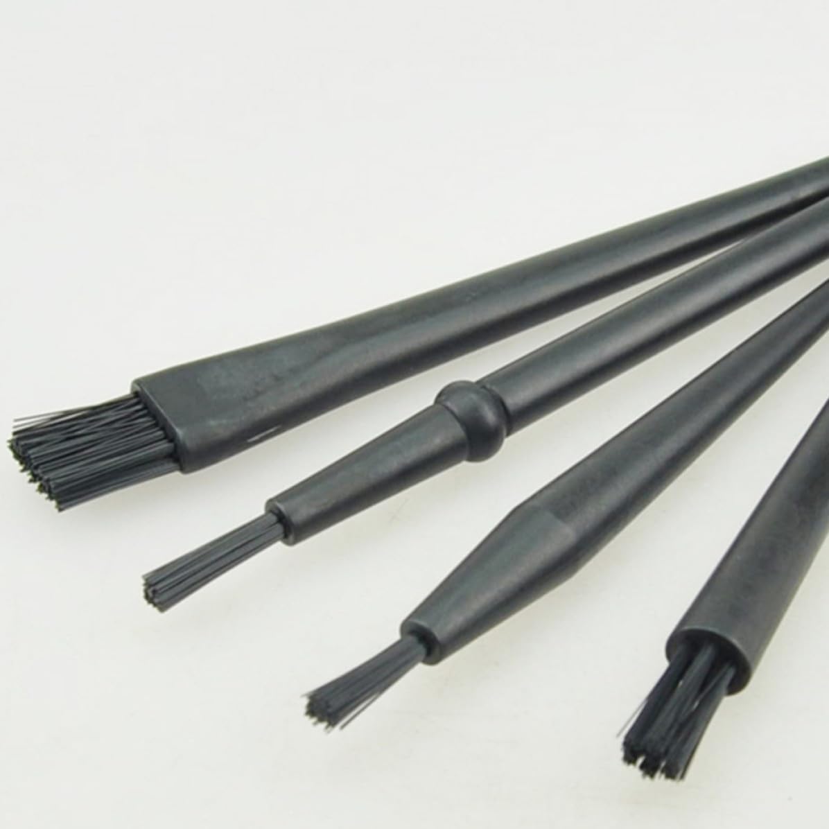 8pcs Anti Static ESD Brush Round Handle Nylon Cleaning Rework Tool | Black Finish, Portable Dust-resistant Design, Hard-to-reach Spaces