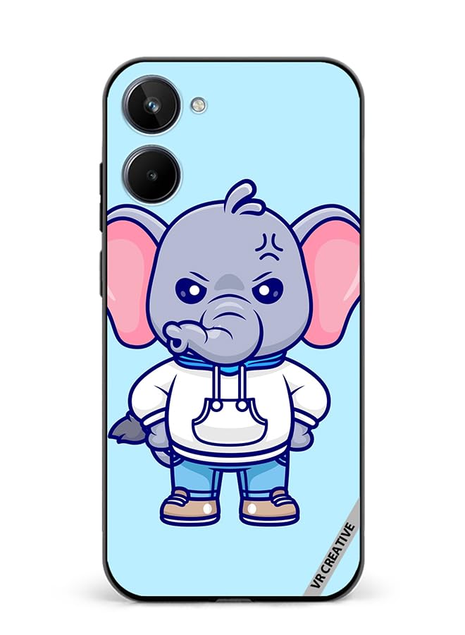 VR Creative Protective Case Cover For Realme 10 Cute Angry Elephant Wearing Hoodie Design Multicolour NR547631