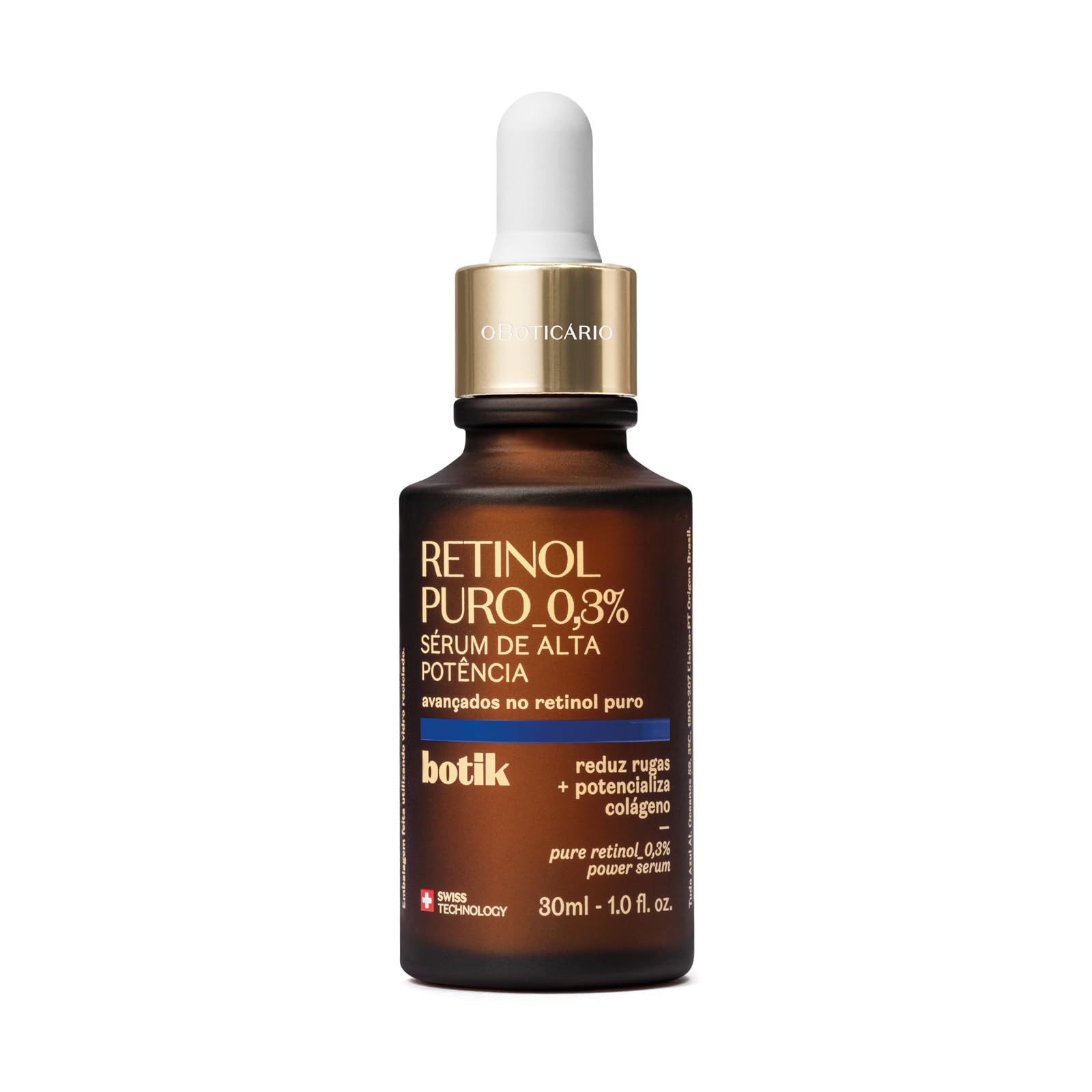 O Boticário Botik Sérum Facial Alta Potencia Retinol Puro para la Cara 0,3%, Aumenta Firmeza de la Piel en 2 semanas y Reduce Arrugas Vegan 30ml