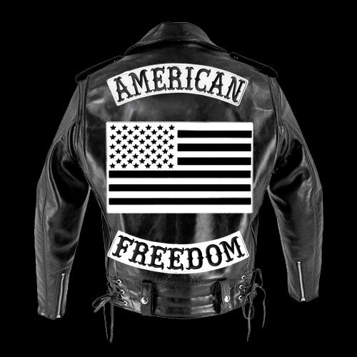 Vegasbee American Reflective Embroidered Iron-On Patch Biker Jacket Rider Vest Top Rocker 12" Usa Gray (Reflective Grey Top) #TOP7