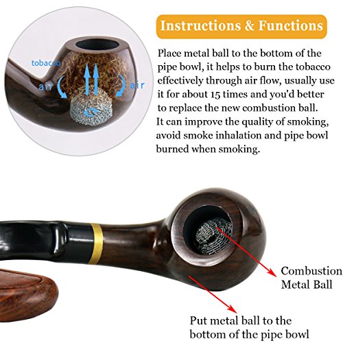 Joyoldelf Smoking Pipe, Wooden Tobacco Pipe With Gift Box, Ebony Tobacco Pipes For Smoking With 9Mm Pipe Filter, Tobacco Pipe Stand And Smoking Accessories #TOP2