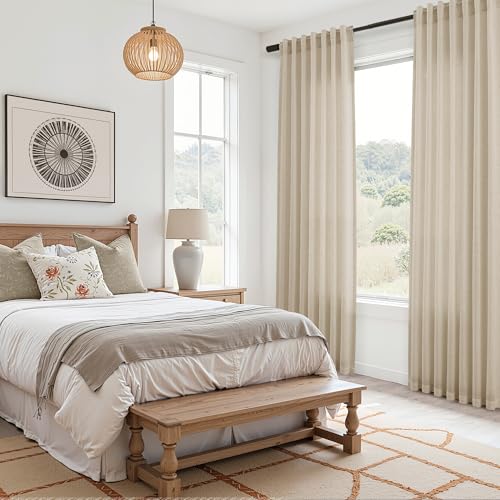 Image of Joywell Extra Long Linen Curtains 120 Inch for Living Room Taupe Burlywood