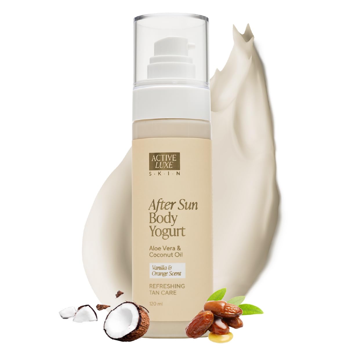 Active Luxe After Sun Body Yogurt – Crema Doposole Corpo, 120 ml | Aloe Vera & Olio di Cocco, Moisturizer Idratante Aftersun per Viso & Corpo, Cura della Pelle Naturale