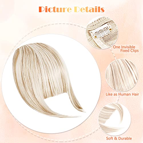 Pwsap Clip in Bangs Hair Extensions, Full Neat Bangs Fringe, Curly Synthetic for Girls/Women, Fashion Blonde - Image 4