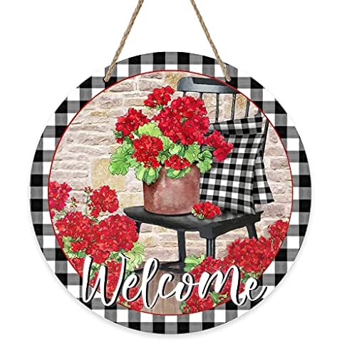 Deroro Geranium Flower Sign for Front Door Decor Cover