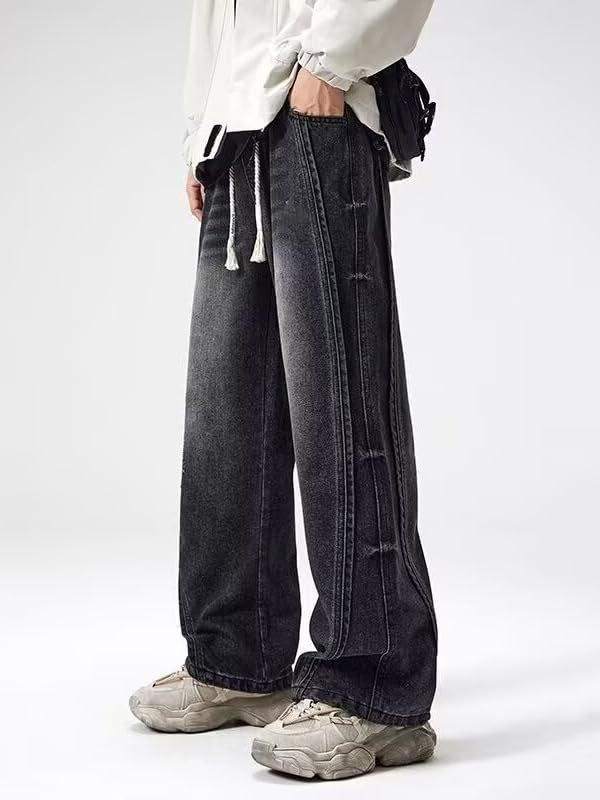 Men's American Straight-Leg Spring and Autumn Retro Loose Wide-Leg Jeans3