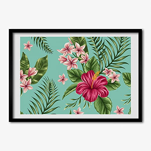 Cadre en bois moderne Tulup 70x50 cm avec peinture de fleurs hawaïennes élégante et durable