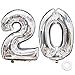Produktbild Jurxy Luftballon Zahl 20 Silber Geburtstag Folienballon Helium Folie Luftballons für Geburtstag Jubiläum 40 Zoll - Riesenzahlen #20