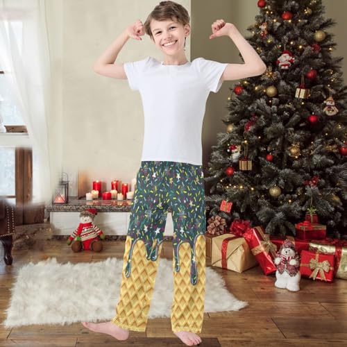 Boys' Pants Christmas Snowflak Joggers Elastic Long Bottoms Trousers Sweatpants with Pockets Size 6-142
