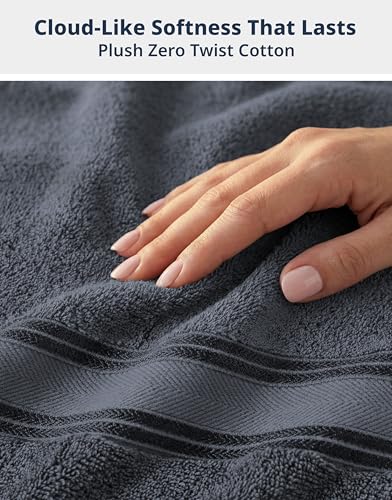 Image of Lane Linen Luxury Bath Towels Set - 12 Piece, 100% Cotton, Zero Twist, Super Soft & Absorbent, Includes 4 Bath Towels, 4 Hand Towels, 4 Washcloths - Cool Grey