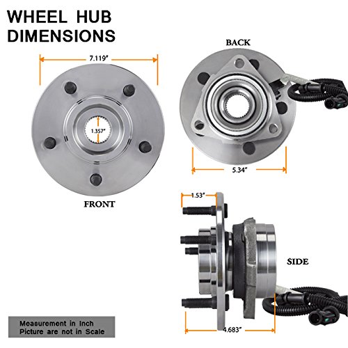 AKKON - for 1997-2000 Ford Expedition | 1998-00 Lincoln Navigator Front Wheel Hub & Bearing + ABS & 5 Lug 515004