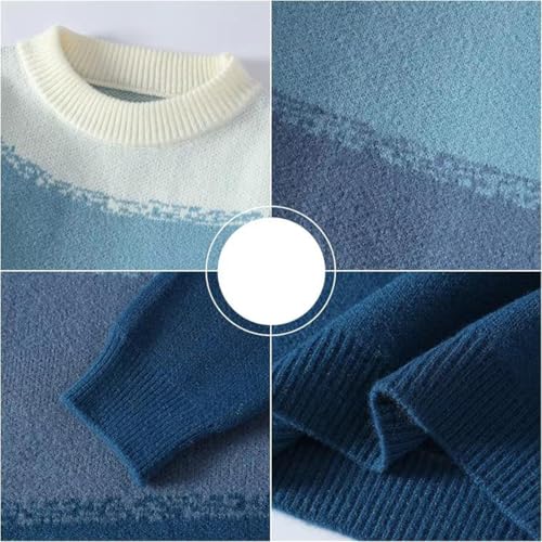 Men Casual Knitwear Pullover - Thick Color Block Sweater for Autumn and Winter3