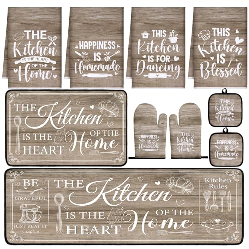 Fourluoo 10 Pcs Brown Kitchen Set