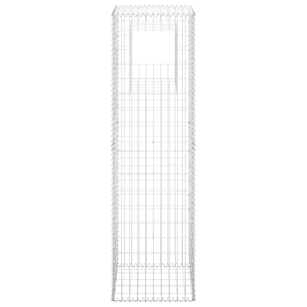 2er Set Gabionensäulen 50x50x180 cm aus Eisen, Gartensäulen als Sichtschutz, Steinkorb für Gartenbau