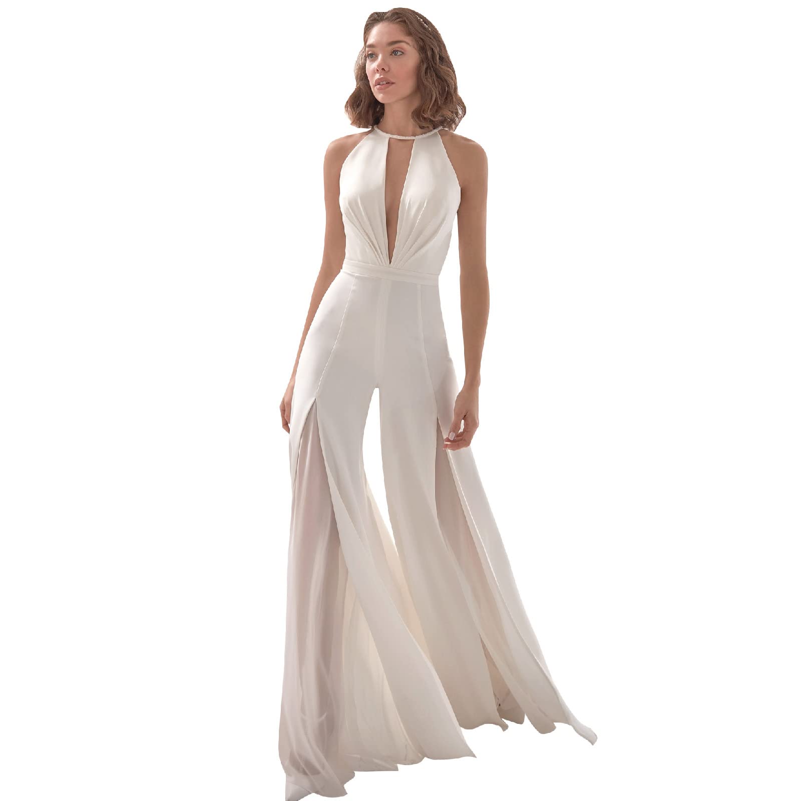 Odizli Mono elegante para mujer, cuello en V, para boda, dama de honor, fiesta, traje de pantalón