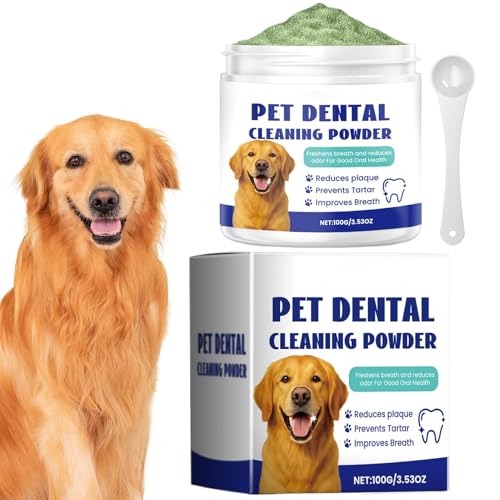 Uoqpty Polvo Para Dientes De Perros,Polvo Para Limpieza Canina - Suplemento Natural Suave Para Encías Que Neutraliza Olores y Reduce Manchas Post-Comida En Cachorros y Gatitos