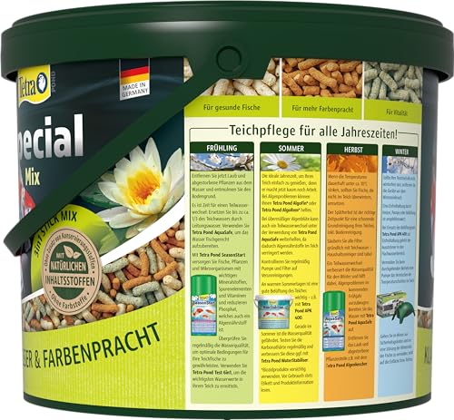Tetra Pond Special Mix – Fischfutter Mischung für alle Teichfische bestehend aus DREI verschiedenen Sticks, für gesundes Wachstum und EIN gestärktes Immunsystem, 5 L Eimer