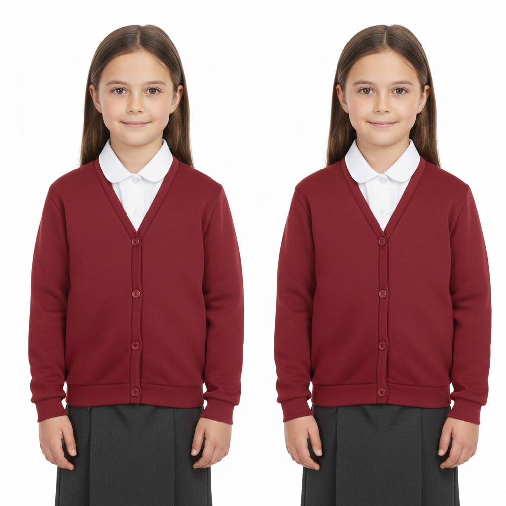 A2Z 4 Kids Girls Club Scouts School Uniform - UF Cardigan Wine 2 Pack 3-4