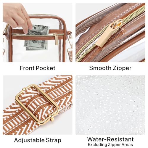 Image of PACKISM Clear Purse for Stadium Events - Clear Crossbody Bag for Women | Adjustable Wide Strap, 2 Easy-Access Pockets, Thick 0.5mm PVC, for Sport Game Day Concert Festival, Clear Bag Stadium Events