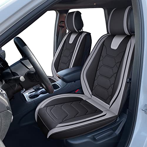 Oasis Auto Jeep Grand Cherokee Accessories Seat Covers 2011-2025 Custom Fit Leather Cover Protector Cushion (Grand Cheorkee Front, Gray) #TOP2
