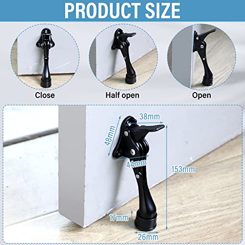 6 Pieces Heavy Duty Door Stops For Bottom Of Door 6 Inch Kickdown Door Stops Black Metal Doorstop With Adjustable Rubber Tips Spring Door Stop Kick Door Stop Replacements #TOP2