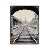 Póster retro de estación de tren vintage, letrero de metal de estaño, arte elegante, retro, pintura de hierro, bar, cueva de personas, cafetería, familia, garaje, póster decorativo de pared, 30 x 40