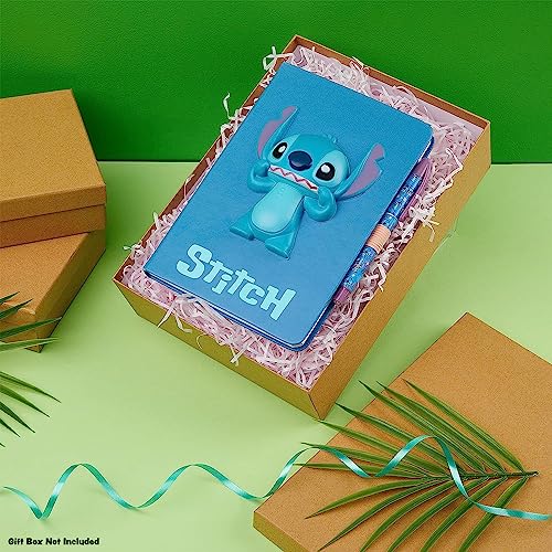 Disney Stitch A5 Secret Diary & Pen Set Stationery Set Office or School Supplies Journal & Ballpoint Pen, Stitch Gifts (Blue 3D) - Image 2
