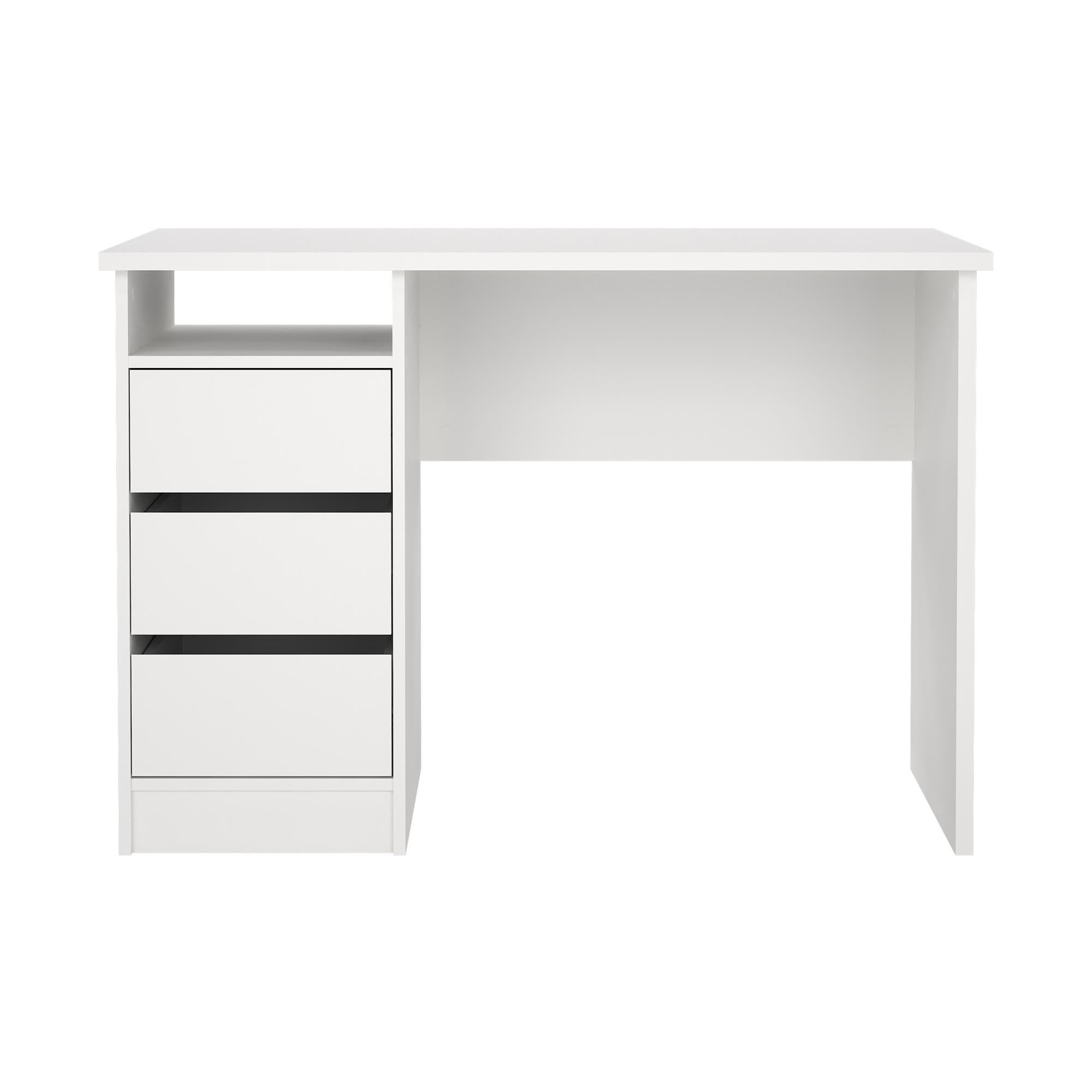 Mesa Escritorio para Ordenador Júcar White con 3 Cajones,Color Blanco, 110 x 49 x 76 cm