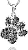 Gemschest 925 Sterling Silver Cubic Zirconia Animal Kitten Cat Paw Print Dolphin Pendant Necklace 17