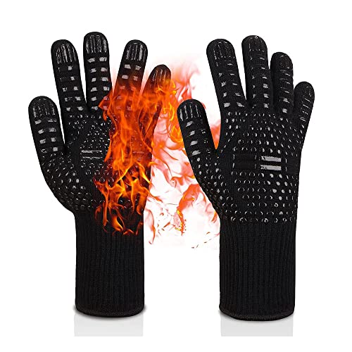 Feliciay BBQ Gloves 1472℉ Extreme Heat Resistant Oven Gloves Kitchen Cooking Grill Gloves Silicone...