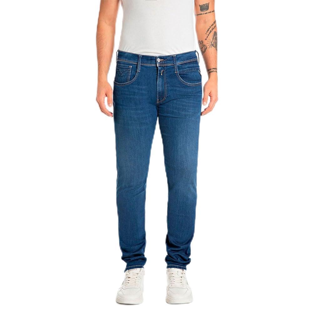 Replay Men's Anbass Powerstretch Denim Jeans, 007 Dark Blue, 33 W/34 L