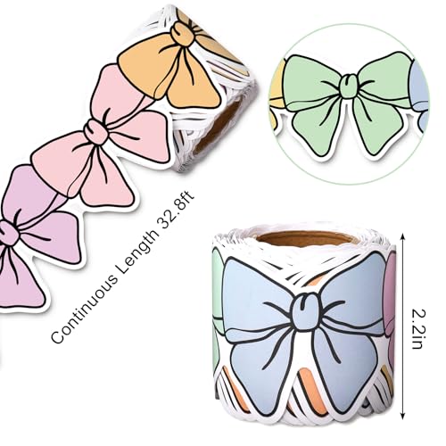 Image of Whaline 32.8 Ft Colorful Bow Bulletin Board Borders Pastel Color Bow Tie Die-Cut Border Trim for Back to School Home Office Classroom Chalkboard Decoration