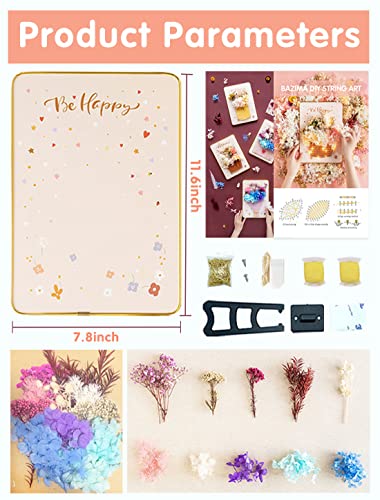 Image of BAZIMA DIY String Art Kit for Beginner,Flowers String Art, DIY Dried Flowers Craft Kit, Unique Gift, Craft Kit for Holidays