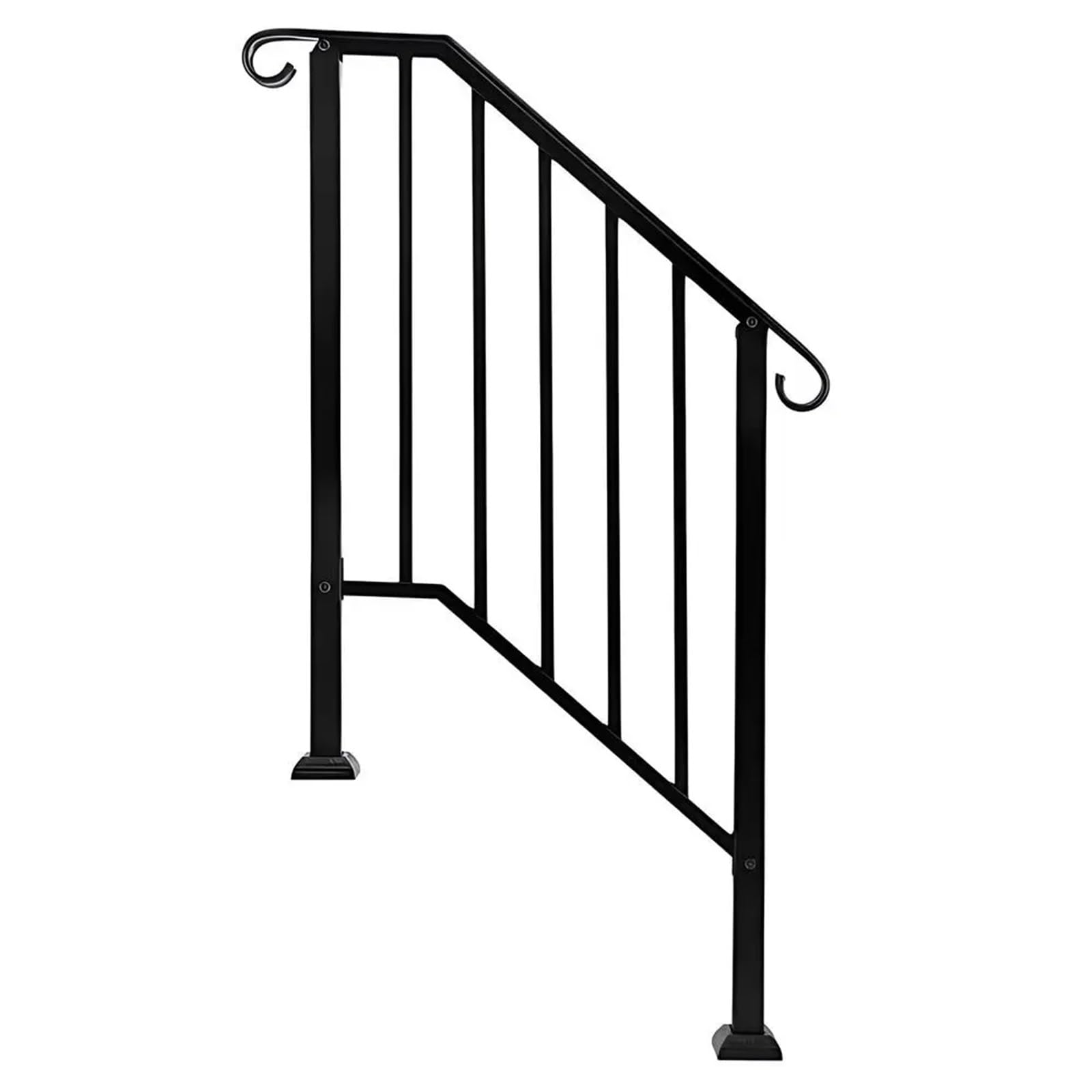 Outdoor Handrail Handrails for Outdoor Steps Porch Stair Railing Iron Handrail with Installation Kit, Matte Black
