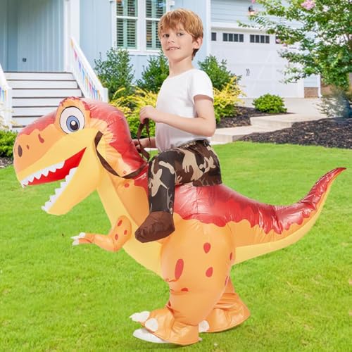 COMIN Inflatable Dinosaur Costume Kids Blow Up T Rex Dino Costumes Funny Fancy Dress for Halloween Party2