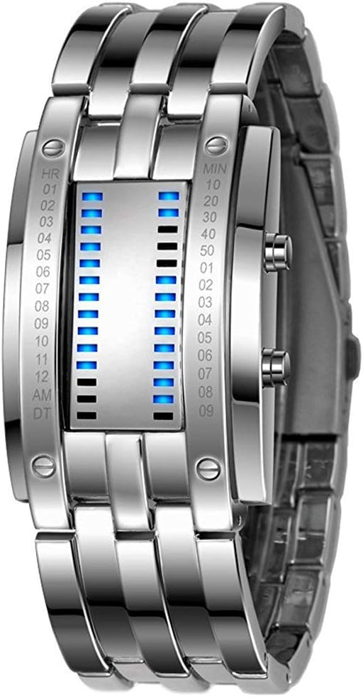 Women's Men's Watches Fashion Novelty Lava Red Blue LED Digital Stainless Steel Black Bracelet Watches