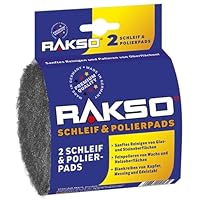 RAKSO Schleif & Polierpads fein - 2 Pads, sanfte Reingung, polieren, Feinpolitur Wachs -, Holz, Blankreiben von Kupfer, Messing, Edelstahl
