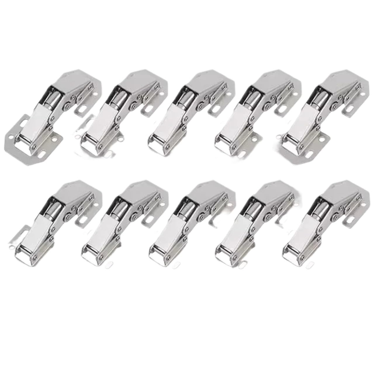 Cidegoo 10Pcs Cabinet Hinges Hinges Stainless Steel 90 Degree No-Drilling Hole Silver Kitchen Cabinet Cupboard Furniture Hardware Accessories For Cupboard Furniture(10Pcs)