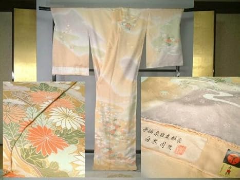 Amazon | 訪問着 正絹 京友禅 手描古典四季花文様柄 白木周生謹製