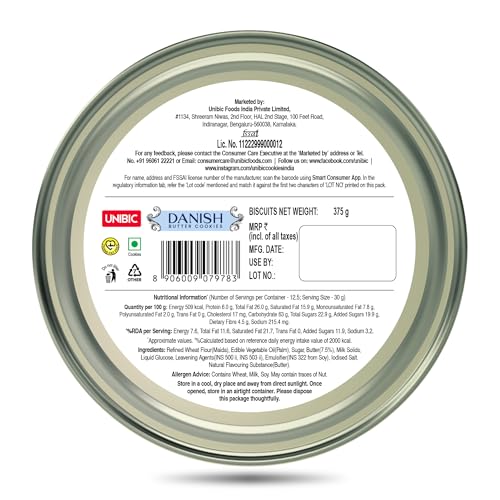 Image of Unibic Danish Butter Cookies - 375g | Rich & Buttery, Baked to Perfection | Cookie Gift Tin | Perfect for Snacking, Gifting & Tea-Time