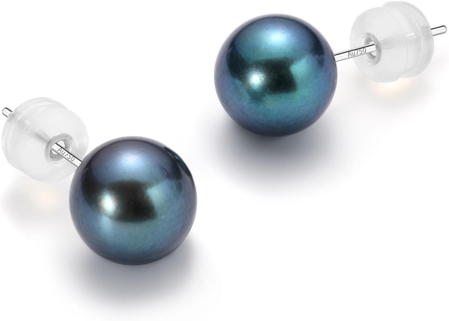 18K Solid Gold Tahitian Black Pearl Earrings, Round AAAA Pearl, Hypoallergenic Earrings for Women, Luxury Jewelry Gift for Women (Au750 Stamped) - Mother's Day, Anniversary, Birthday