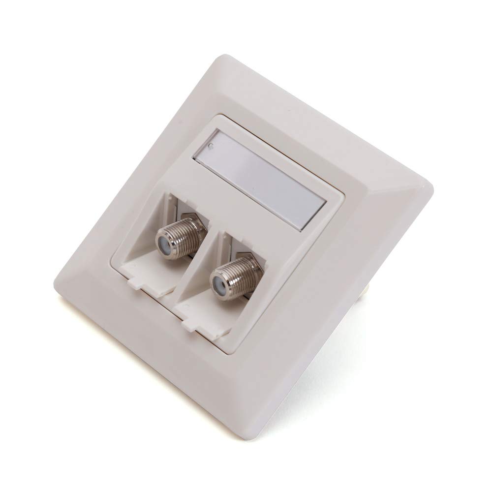 Set Prese TV LogiLink Keystone - 2 Prese F Femmina, Scatola Da Incasso Bianca, Montaggio Semplice